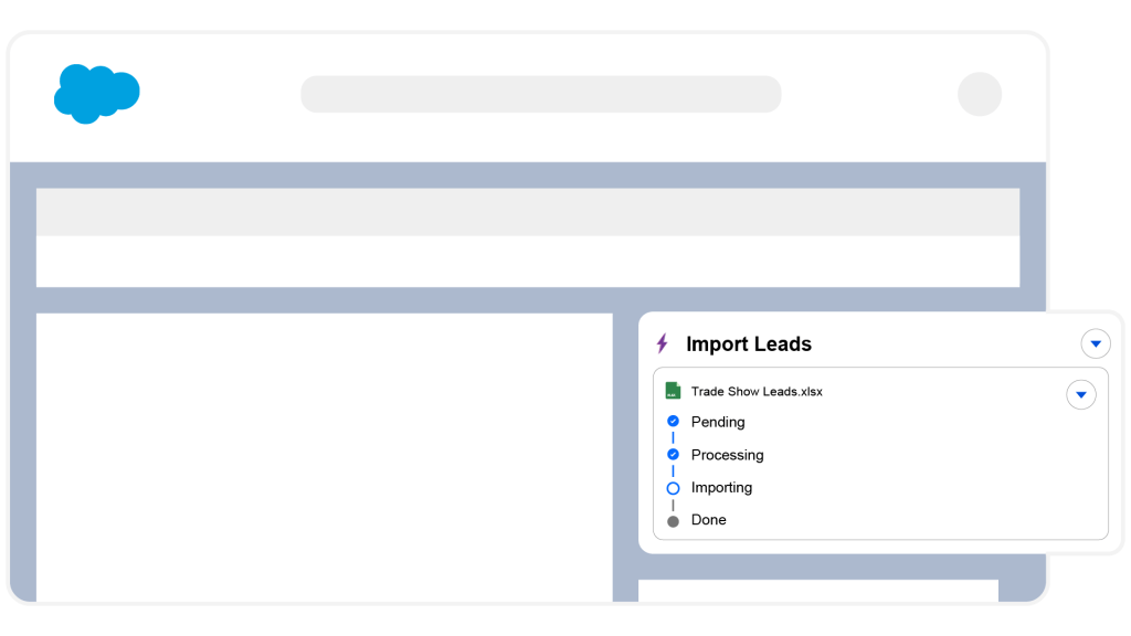 Impowr File Import component on a lightning page, used for importing Leads into Salesforce.